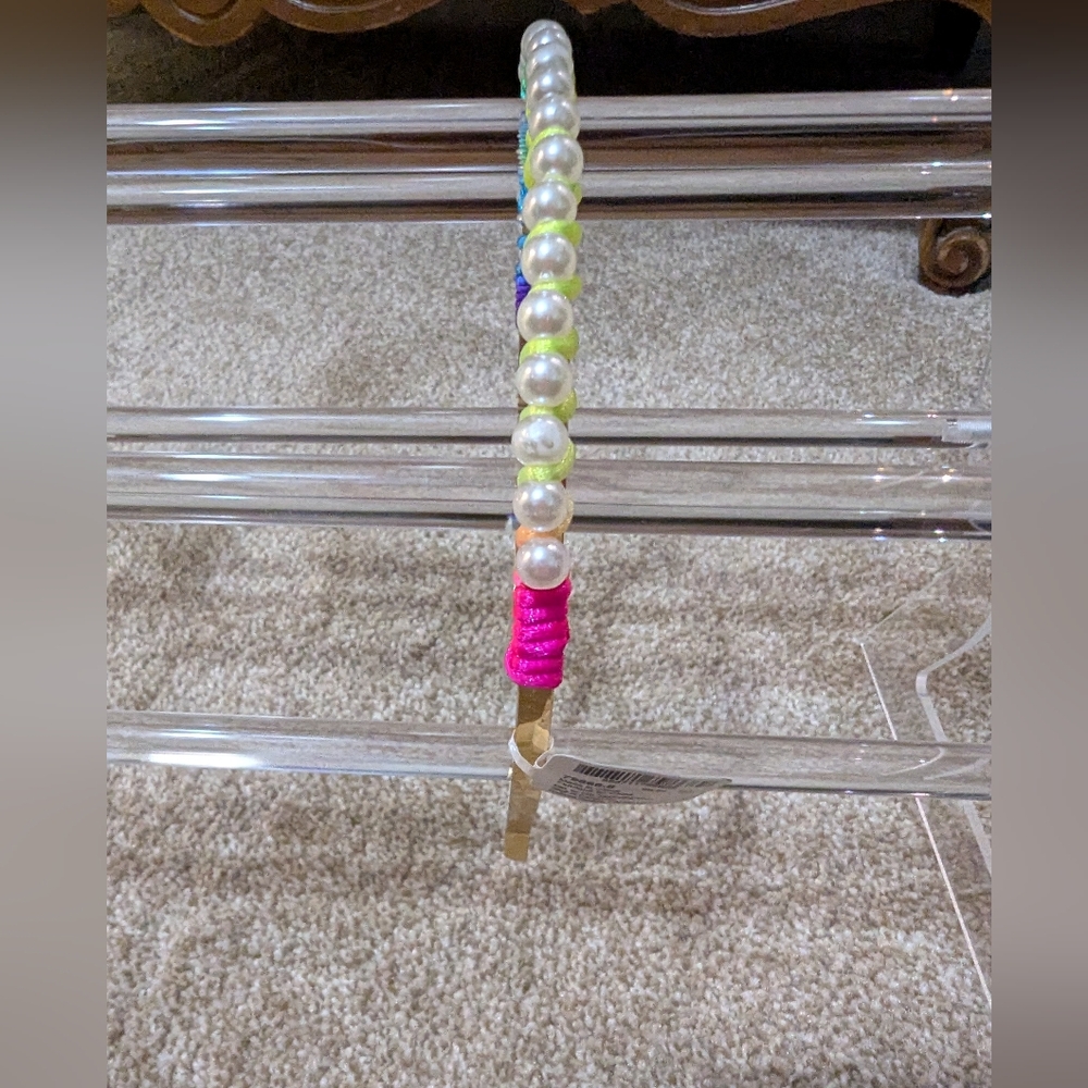 🦩NWT Claire's Metal Beaded Headband Rainbow